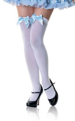 Fancy classic white stockings with lovely pale blue Bows